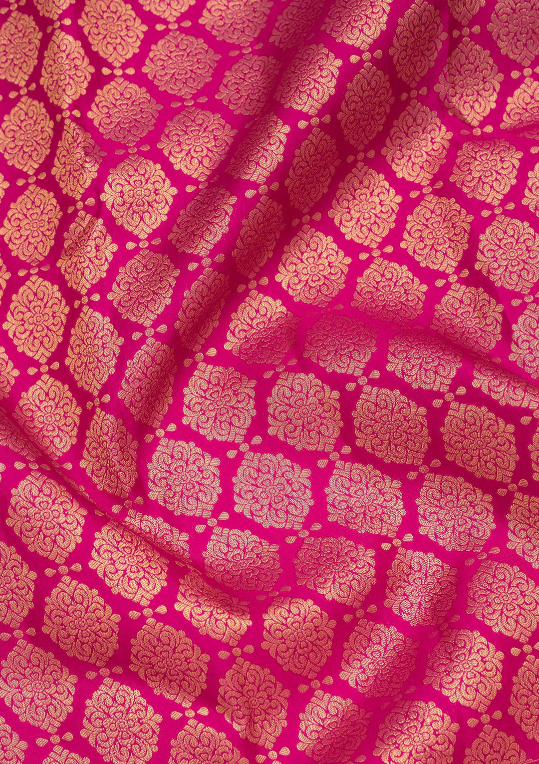 Magenta Pink Silk Jaal Zariwork Saree With Matching Blouse Piece