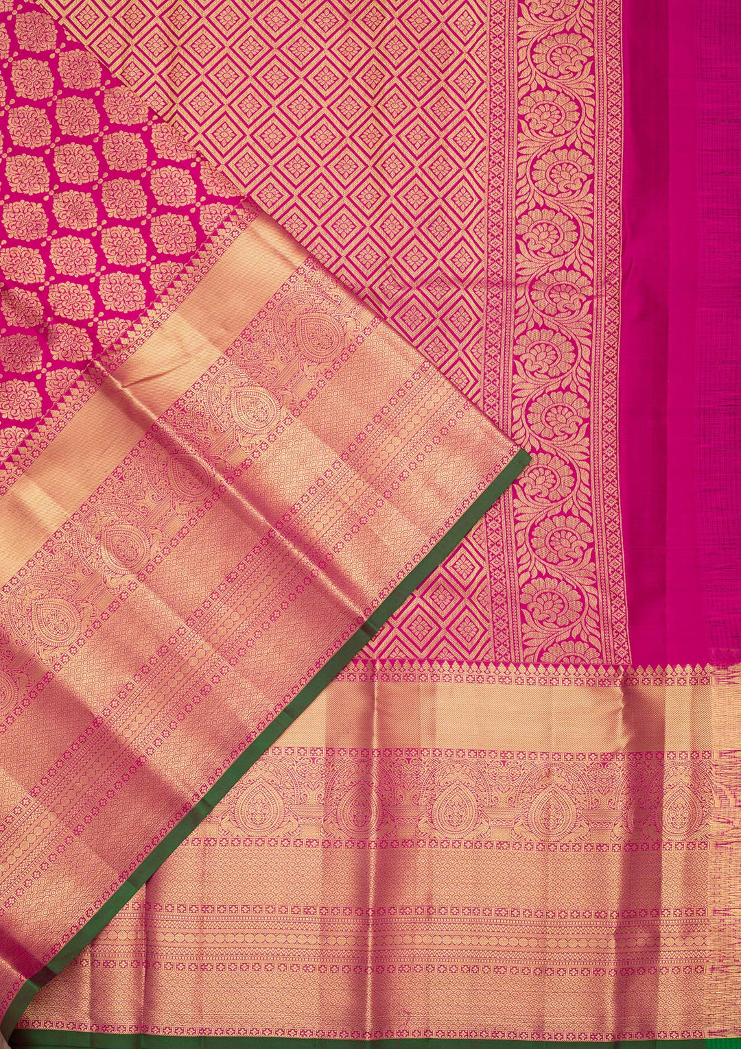Magenta Pink Silk Jaal Zariwork Saree With Matching Blouse Piece