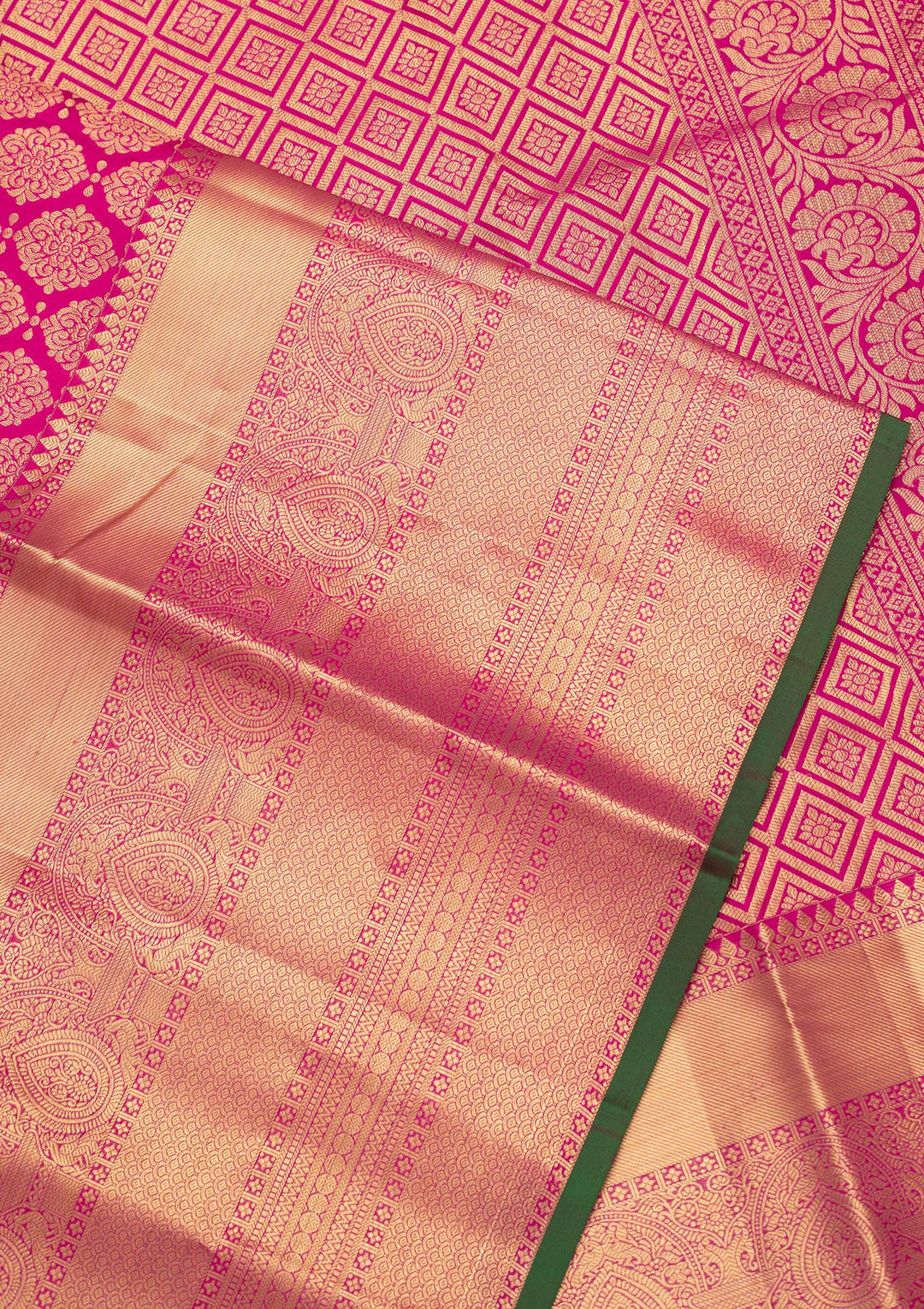 Magenta Pink Silk Jaal Zariwork Saree With Matching Blouse Piece