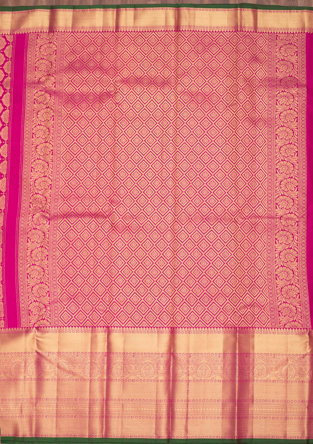 Magenta Pink Silk Jaal Zariwork Saree With Matching Blouse Piece