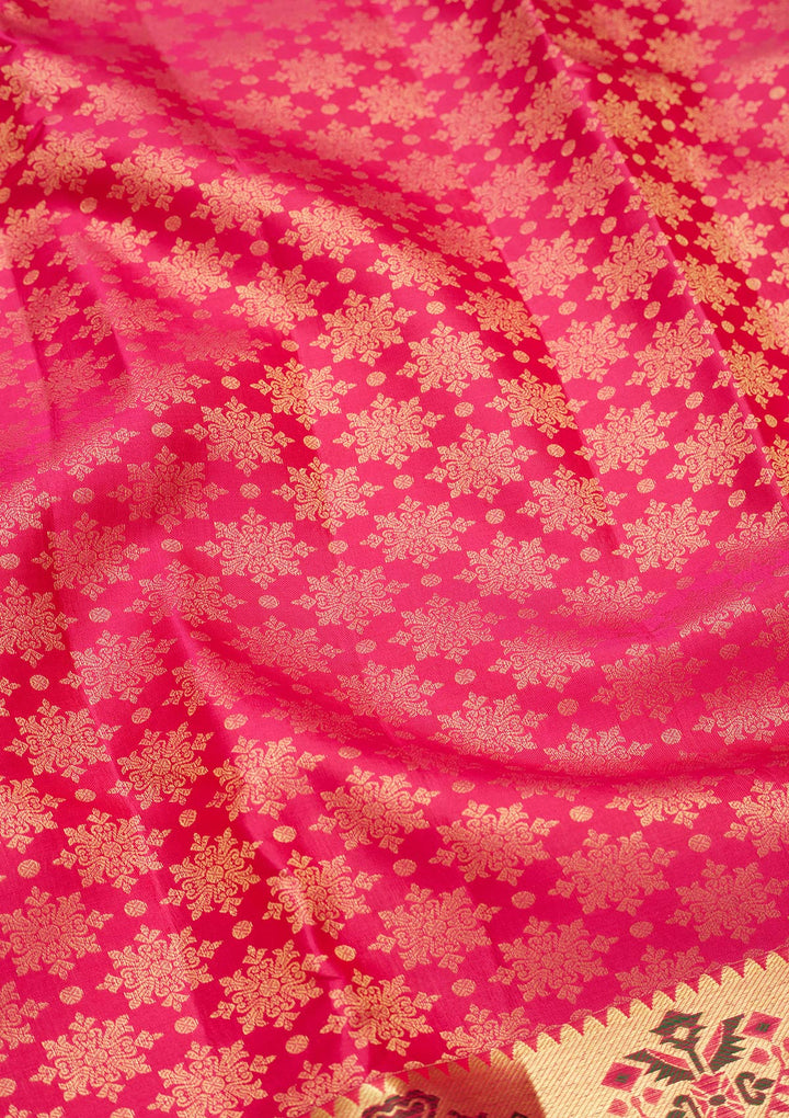 Rani Pink Zariwork Pure Silk Saree