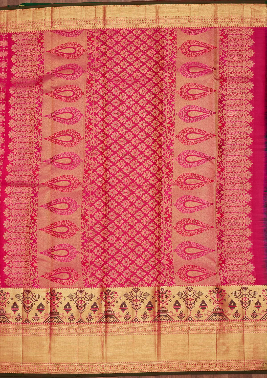 Rani Pink Zariwork Pure Silk Saree