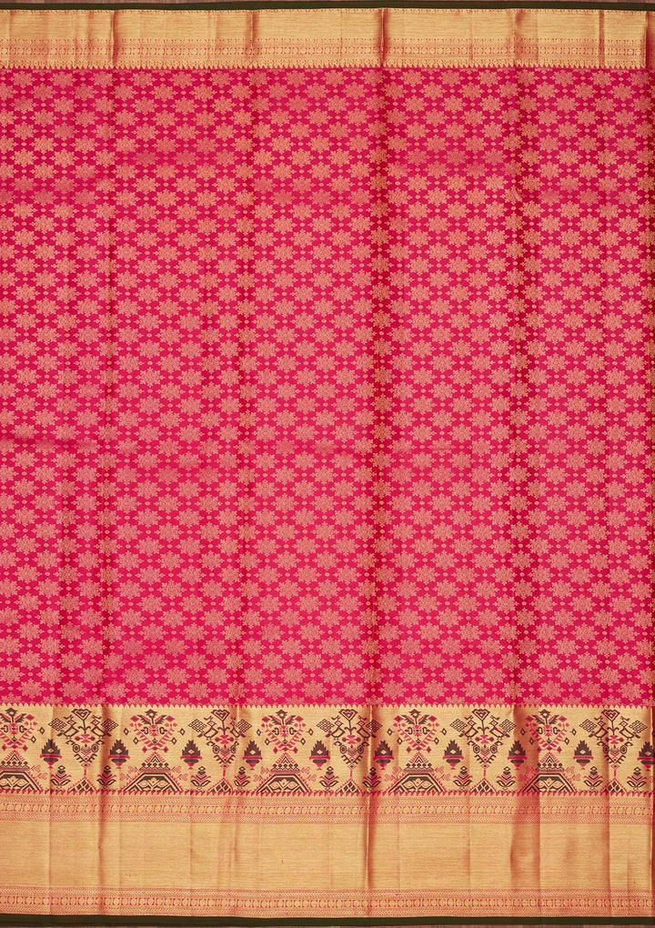 Rani Pink Zariwork Pure Silk Saree