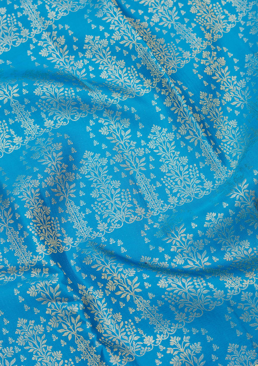 Royal Blue Silk Jaal Zariwork Saree With Matching Blouse Piece