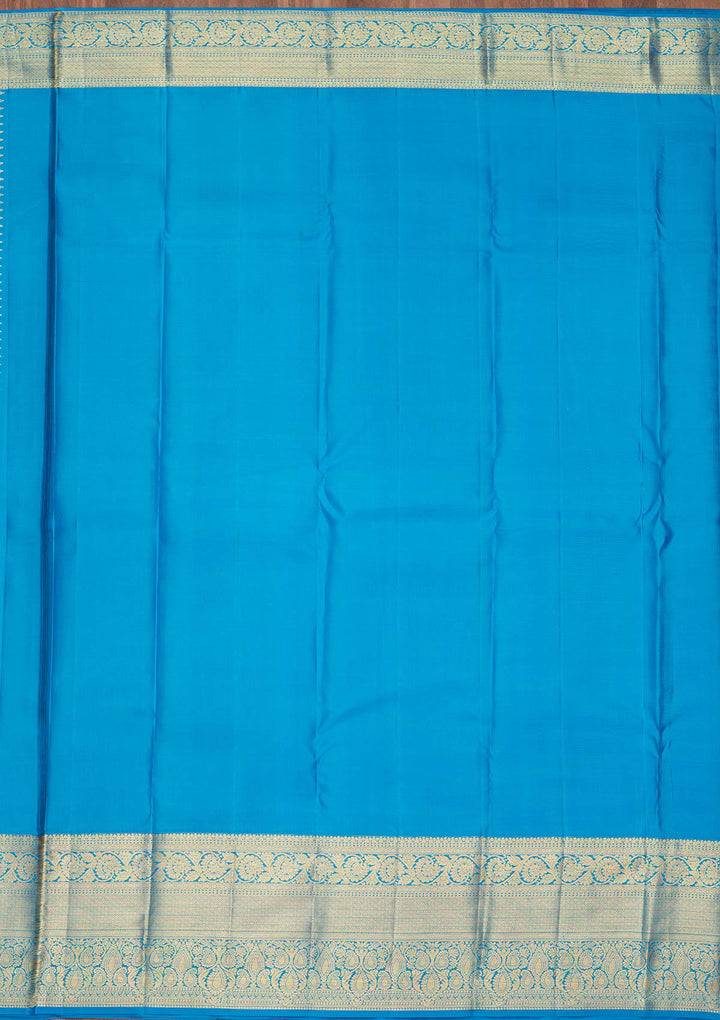 Royal Blue Silk Jaal Zariwork Saree With Matching Blouse Piece