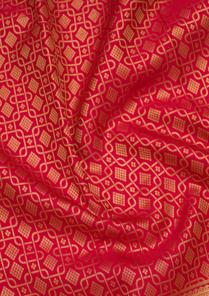 Maroon Silk Jaal Zariwork Saree With Matching Blouse Piece