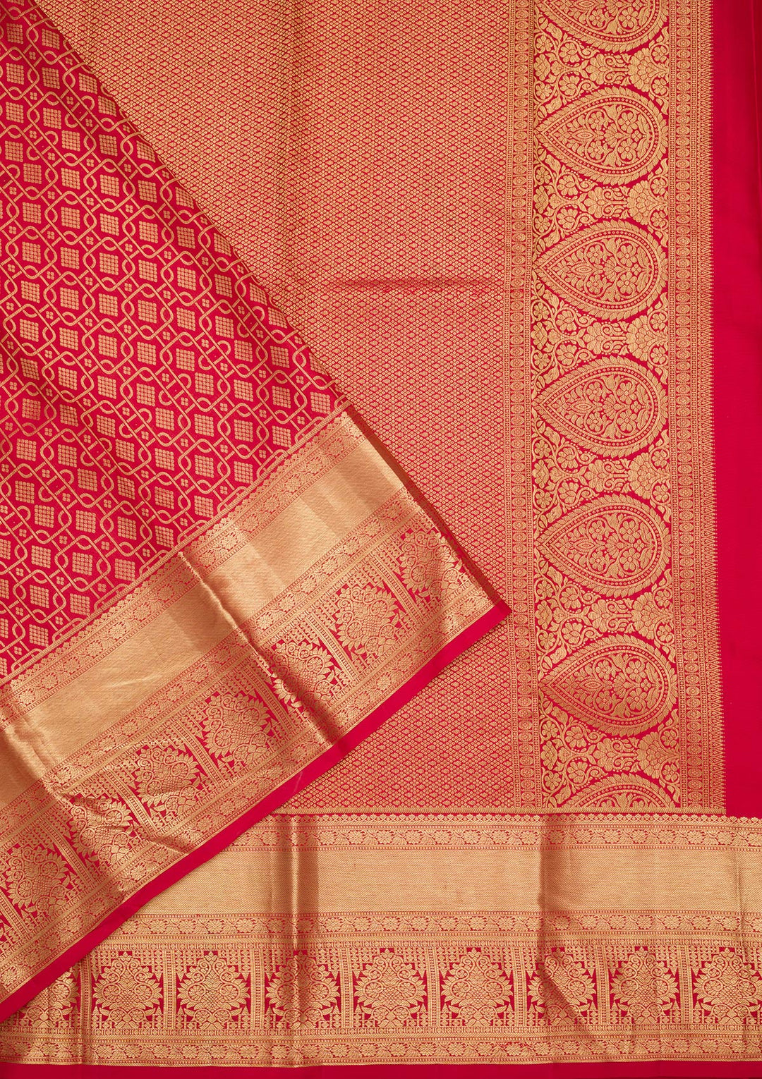 Maroon Silk Jaal Zariwork Saree With Matching Blouse Piece