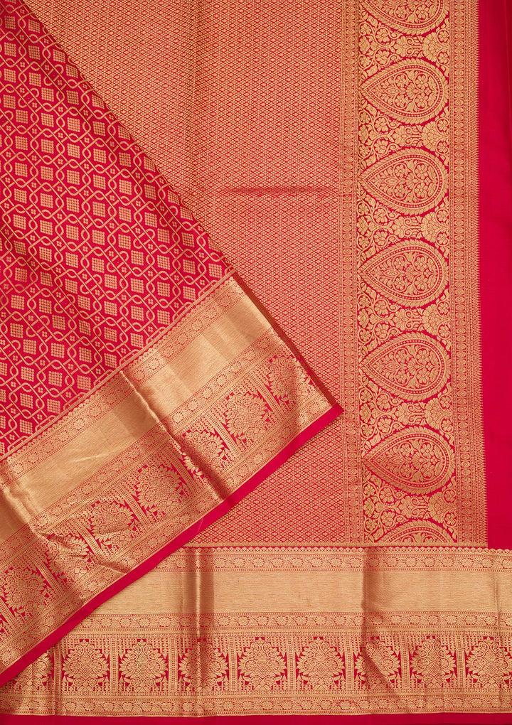 Maroon Silk Jaal Zariwork Saree With Matching Blouse Piece