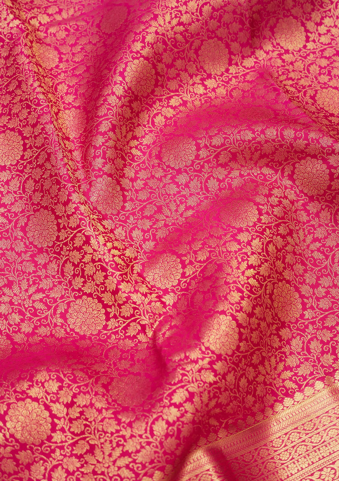 Magenta Pink Silk Jaal Zariwork Saree With Matching Blouse Piece