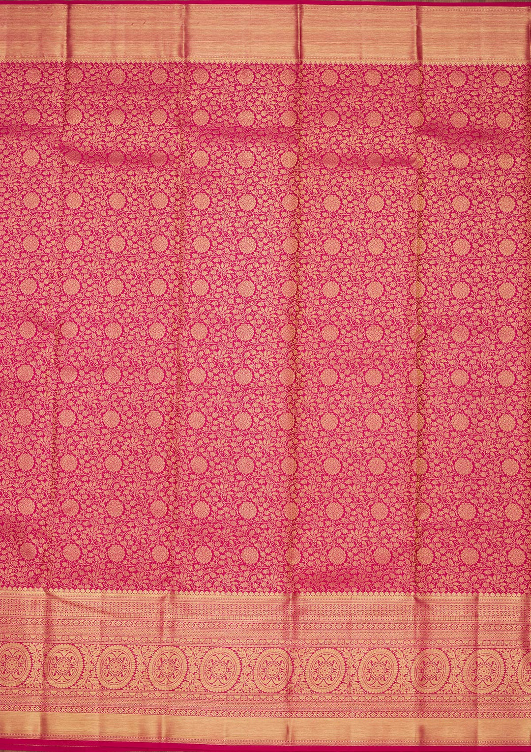 Magenta Pink Silk Jaal Zariwork Saree With Matching Blouse Piece