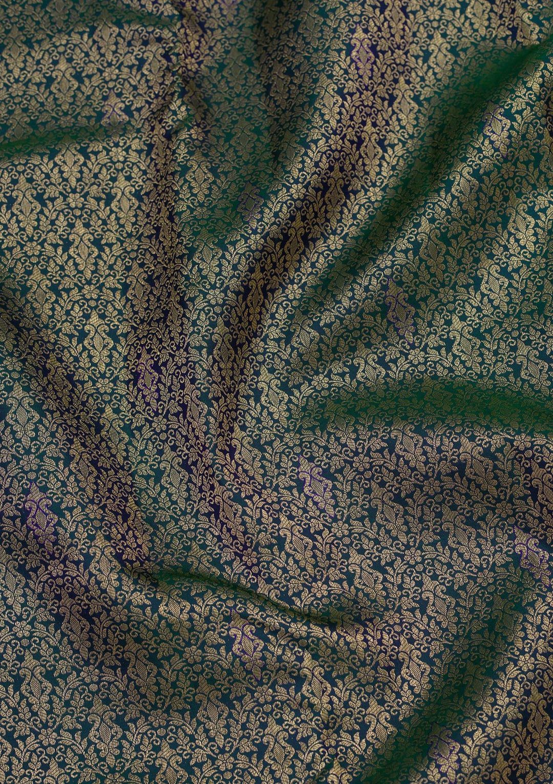 Rama Green Silk Jaal Saree With Matching Blouse Piece