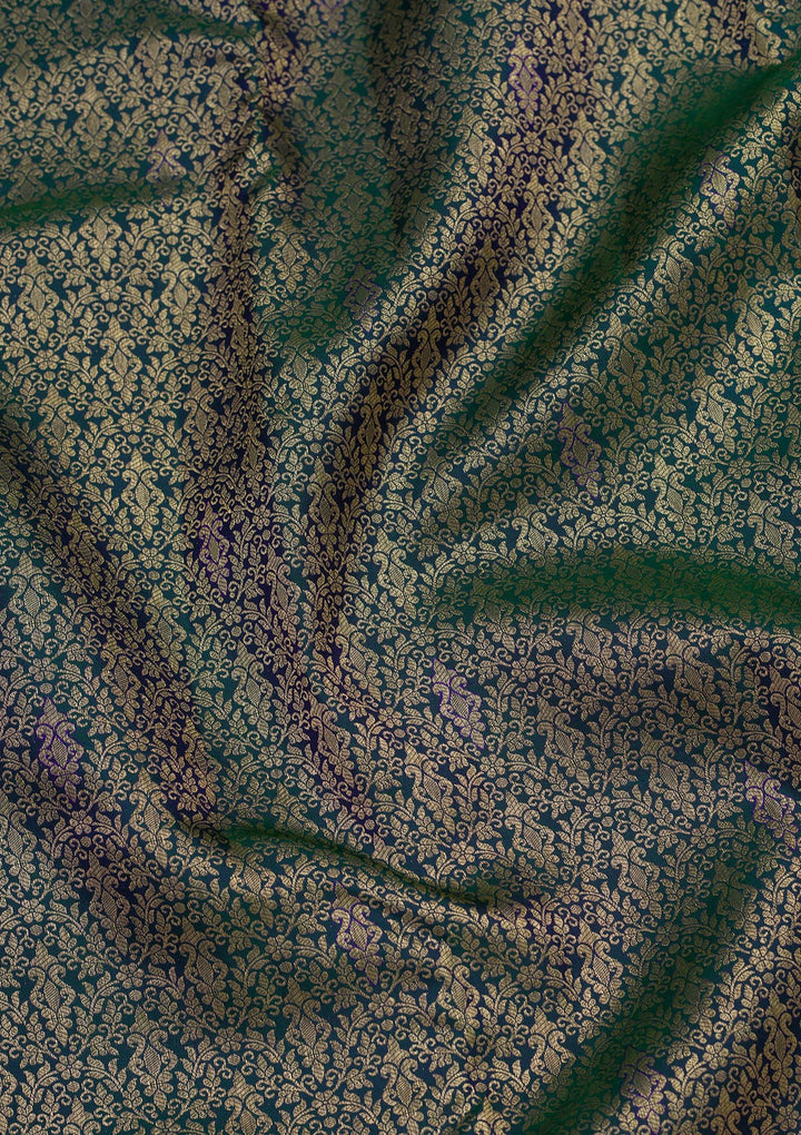 Rama Green Silk Jaal Saree With Matching Blouse Piece