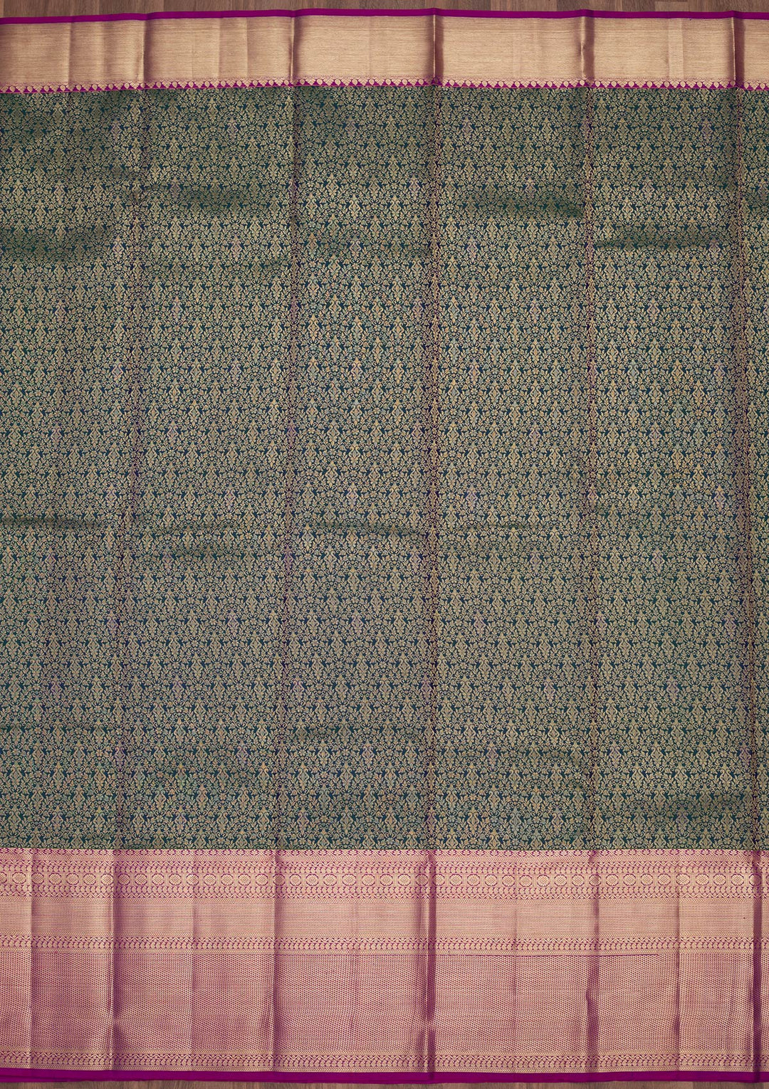 Rama Green Silk Jaal Saree With Matching Blouse Piece
