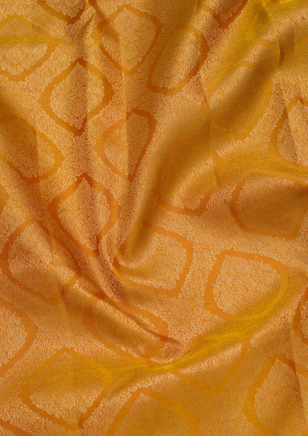 Mustard Yellow Silk Jaal Saree With Matching Blouse Piece