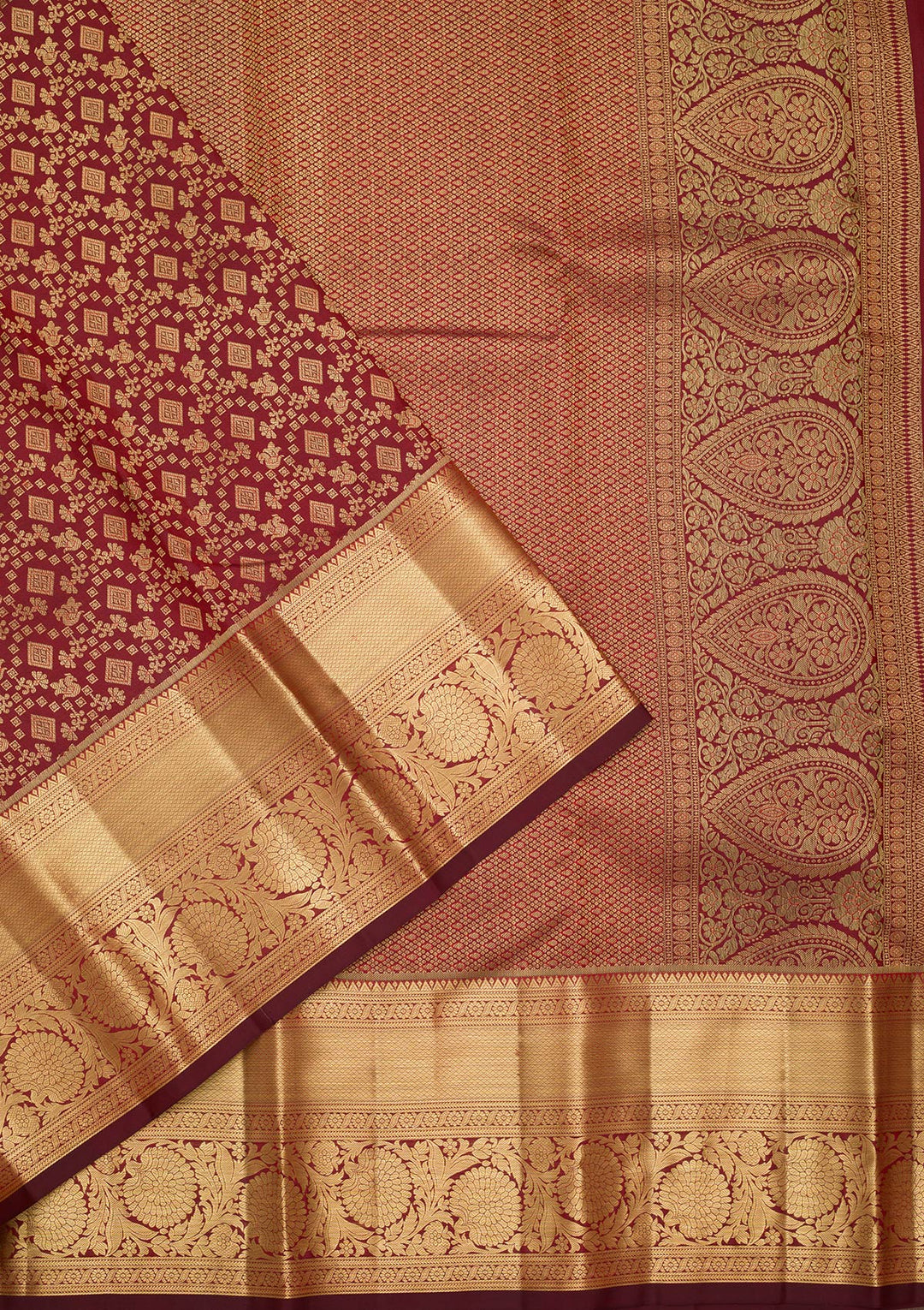 Brown Silk Jaal Zariwork Saree With Matching Blouse Piece
