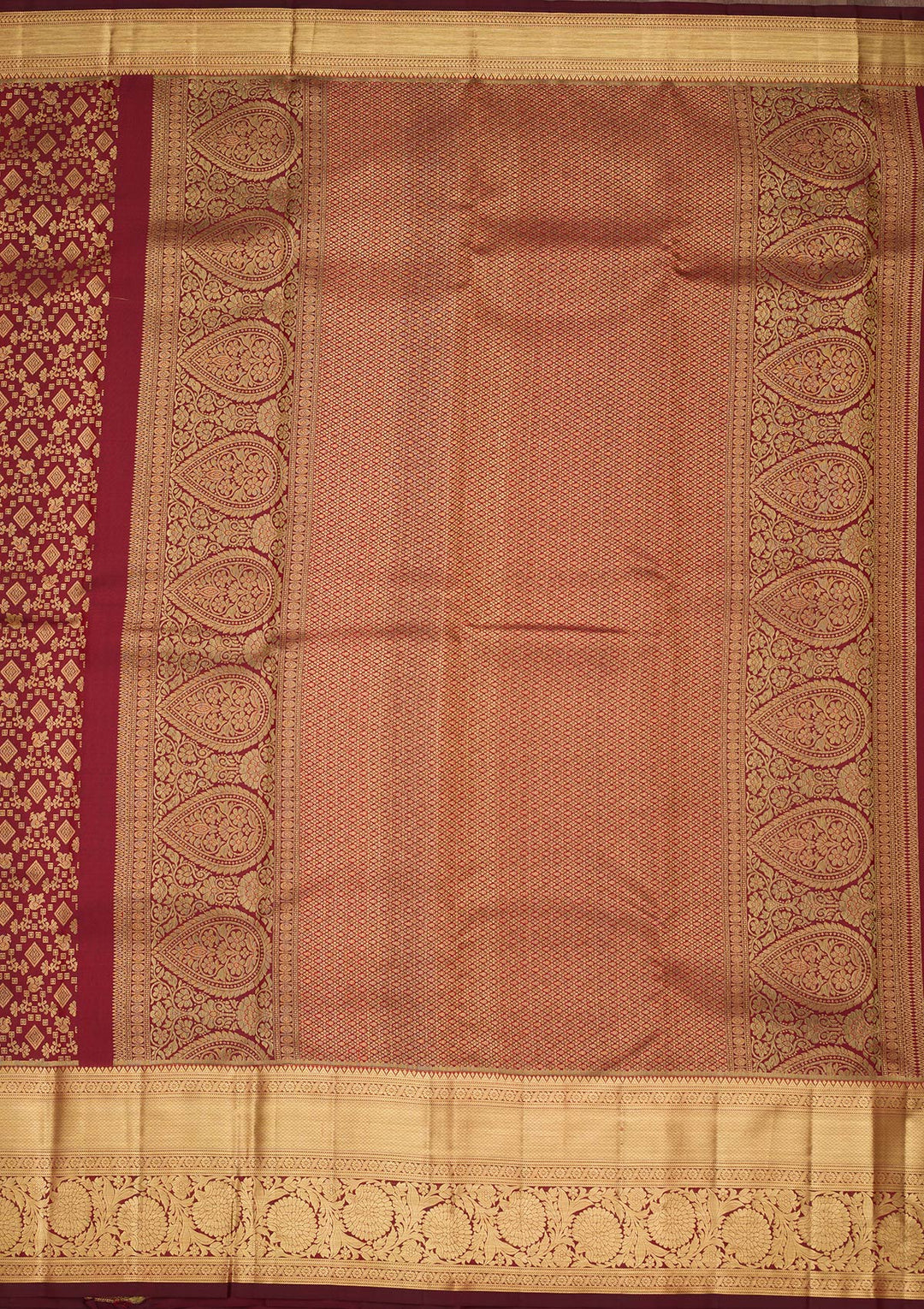 Brown Silk Jaal Zariwork Saree With Matching Blouse Piece