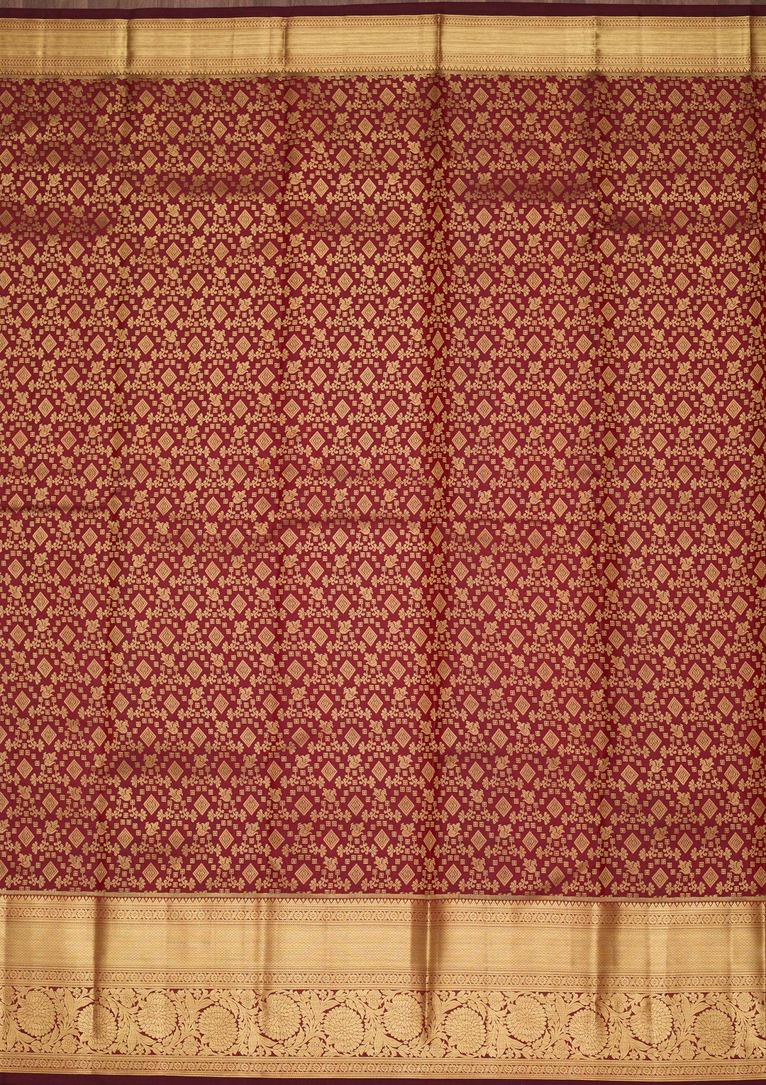Brown Silk Jaal Zariwork Saree With Matching Blouse Piece