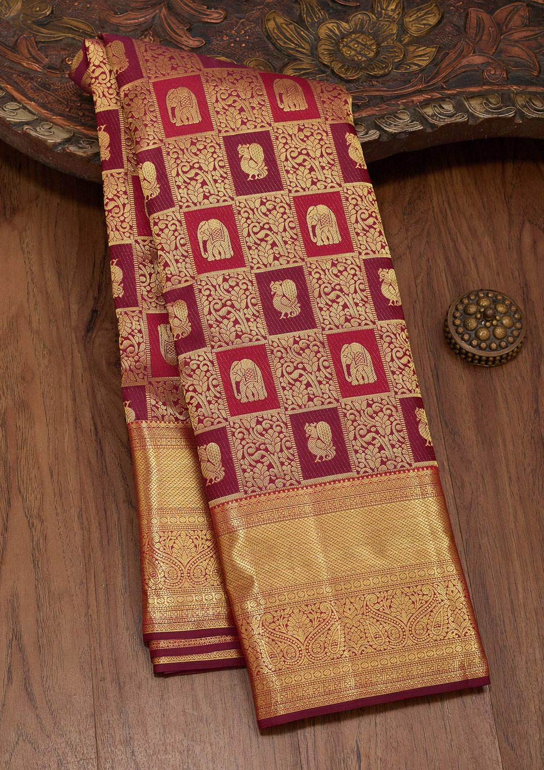 Multi Silk Checks Saree With Matching Blouse Piece