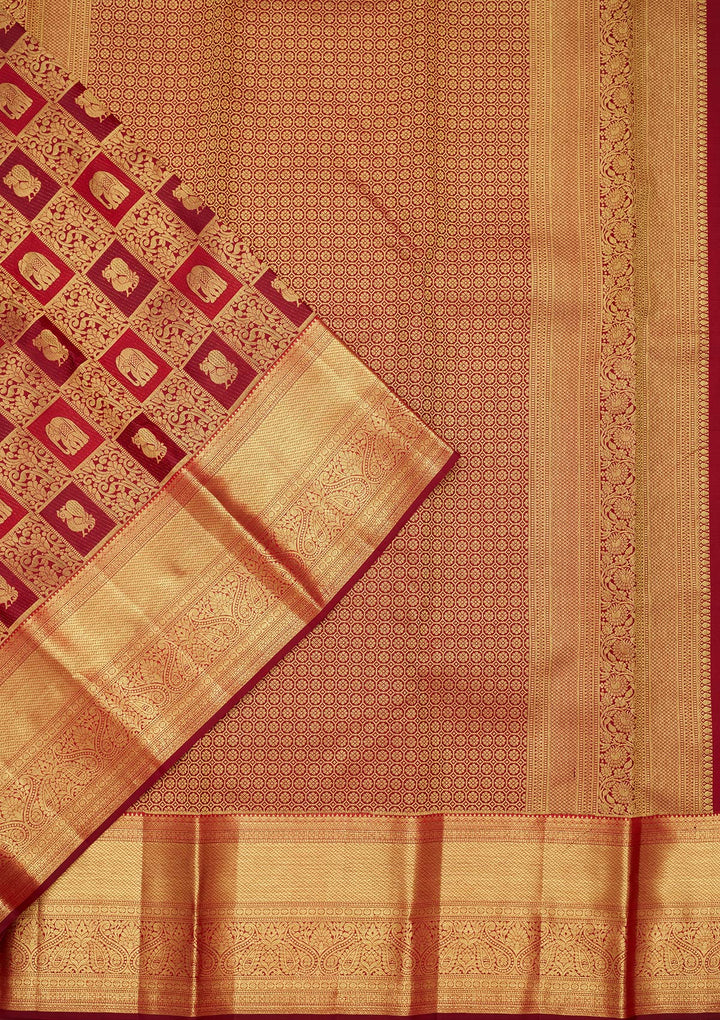 Multi Silk Checks Saree With Matching Blouse Piece