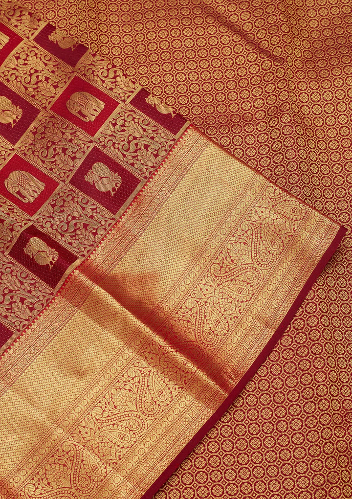Multi Silk Checks Saree With Matching Blouse Piece