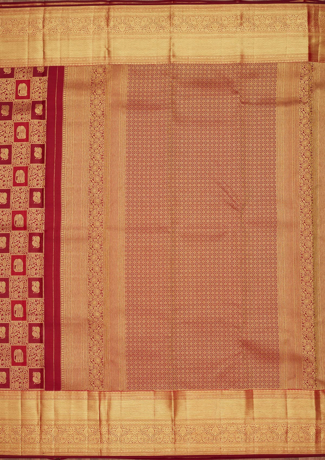 Multi Silk Checks Saree With Matching Blouse Piece