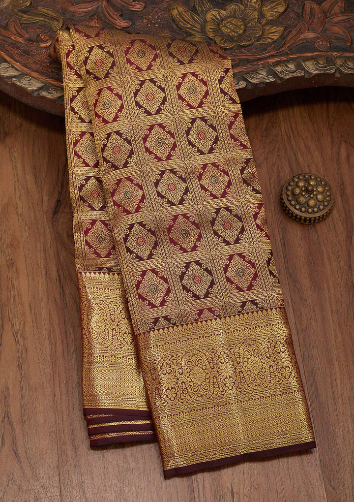 Multi Silk Checks Saree With Matching Blouse Piece