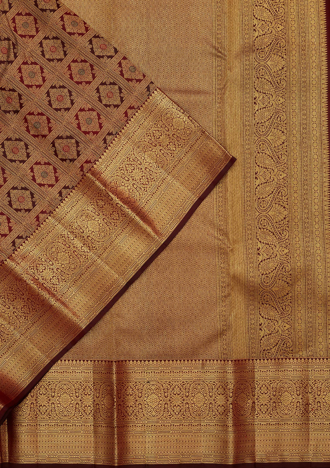 Multi Silk Checks Saree With Matching Blouse Piece