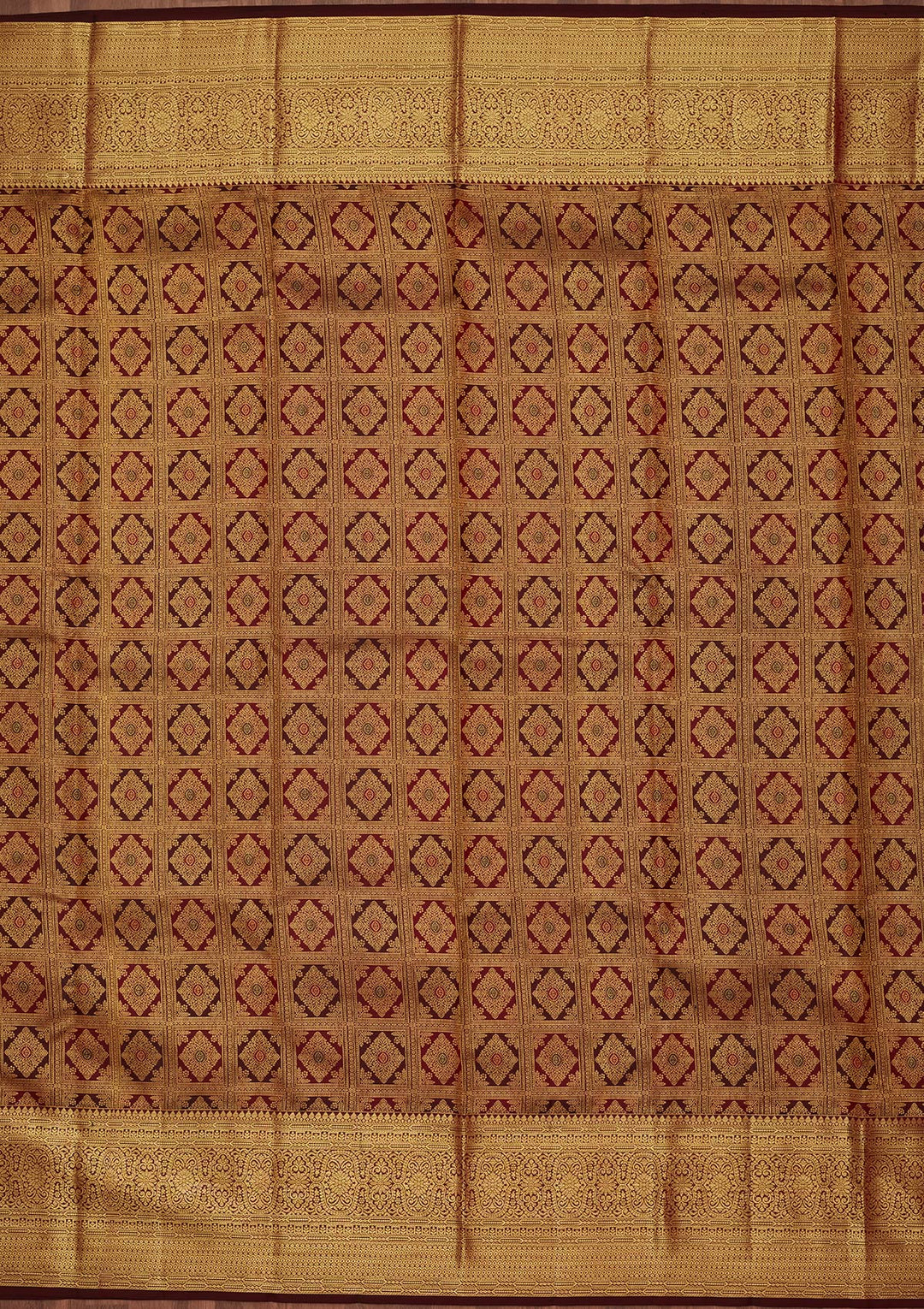 Multi Silk Checks Saree With Matching Blouse Piece