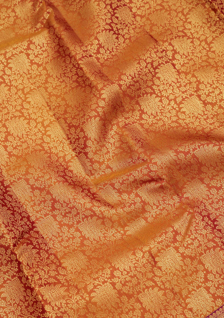 Mustard Yellow Silk Jaal Saree With Matching Blouse Piece