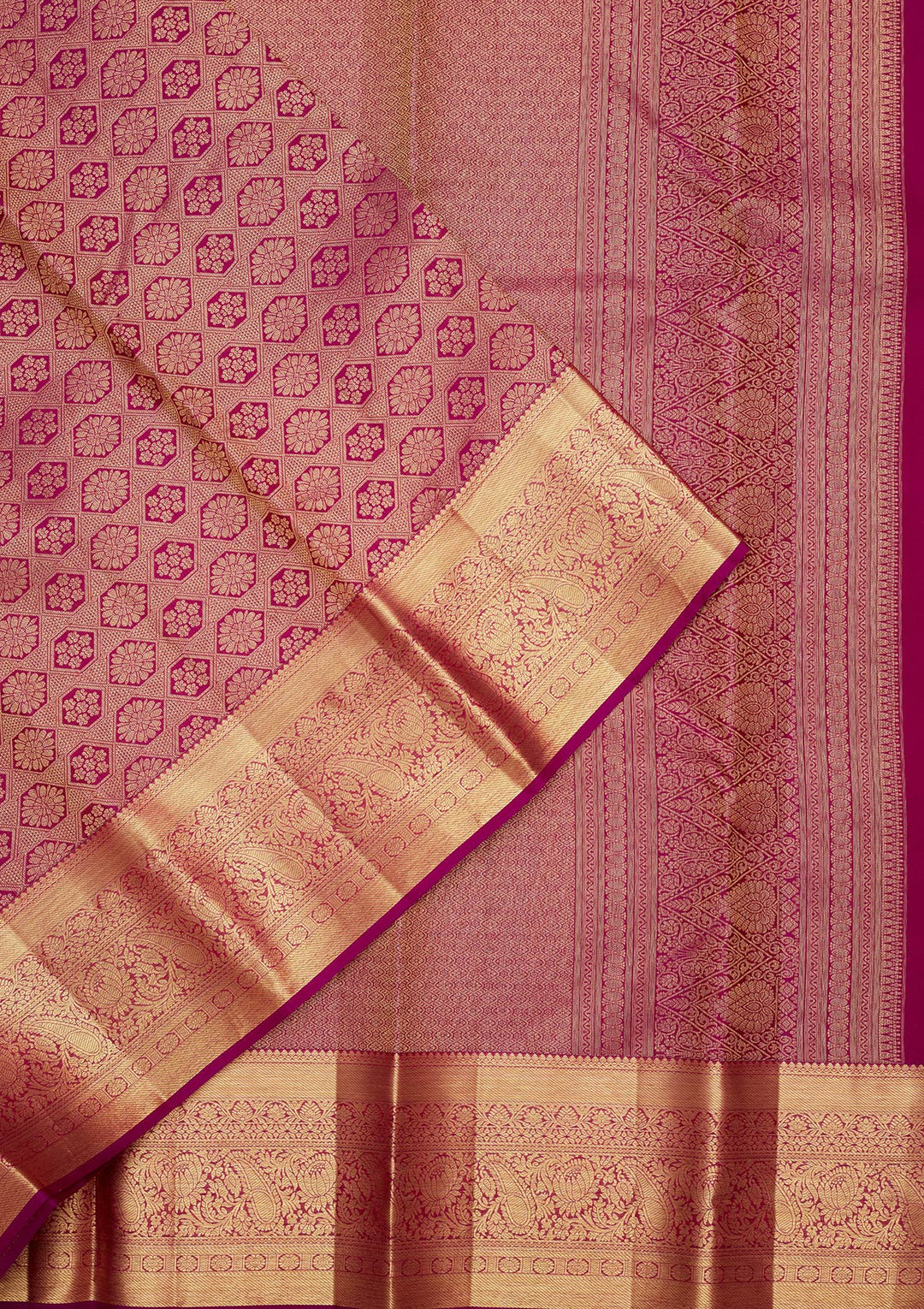 Purple Silk Jaal Zariwork Saree With Matching Blouse Piece