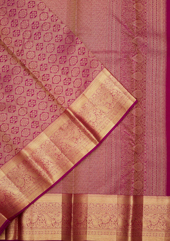 Purple Silk Jaal Zariwork Saree With Matching Blouse Piece