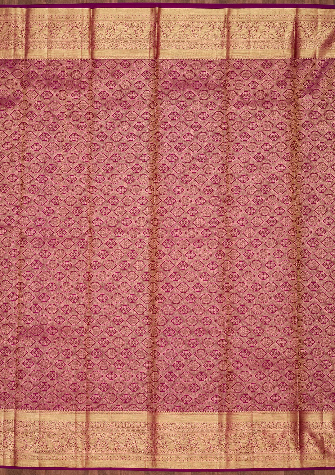 Purple Silk Jaal Zariwork Saree With Matching Blouse Piece