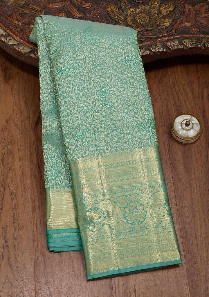 Rama Green Zariwork Pure Silk Saree
