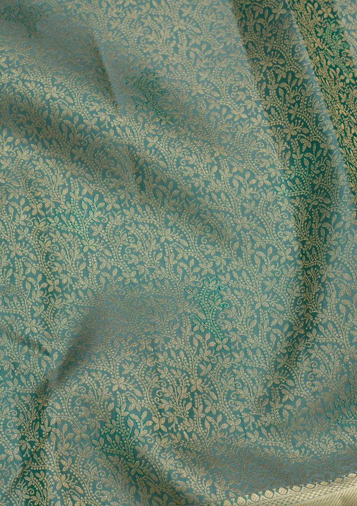 Rama Green Zariwork Pure Silk Saree