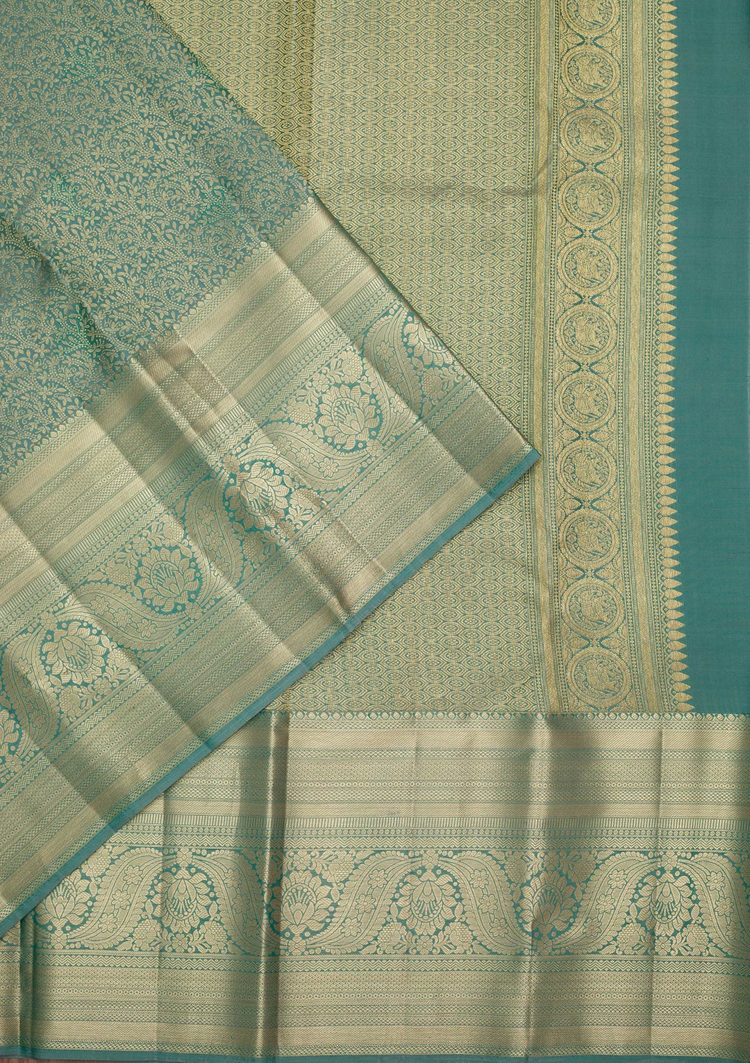 Rama Green Zariwork Pure Silk Saree