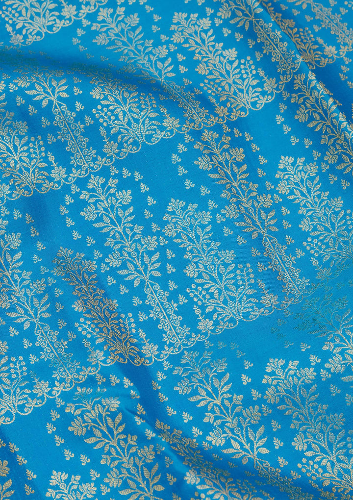 Royal Blue Silk Jaal Zariwork Saree With Matching Blouse Piece