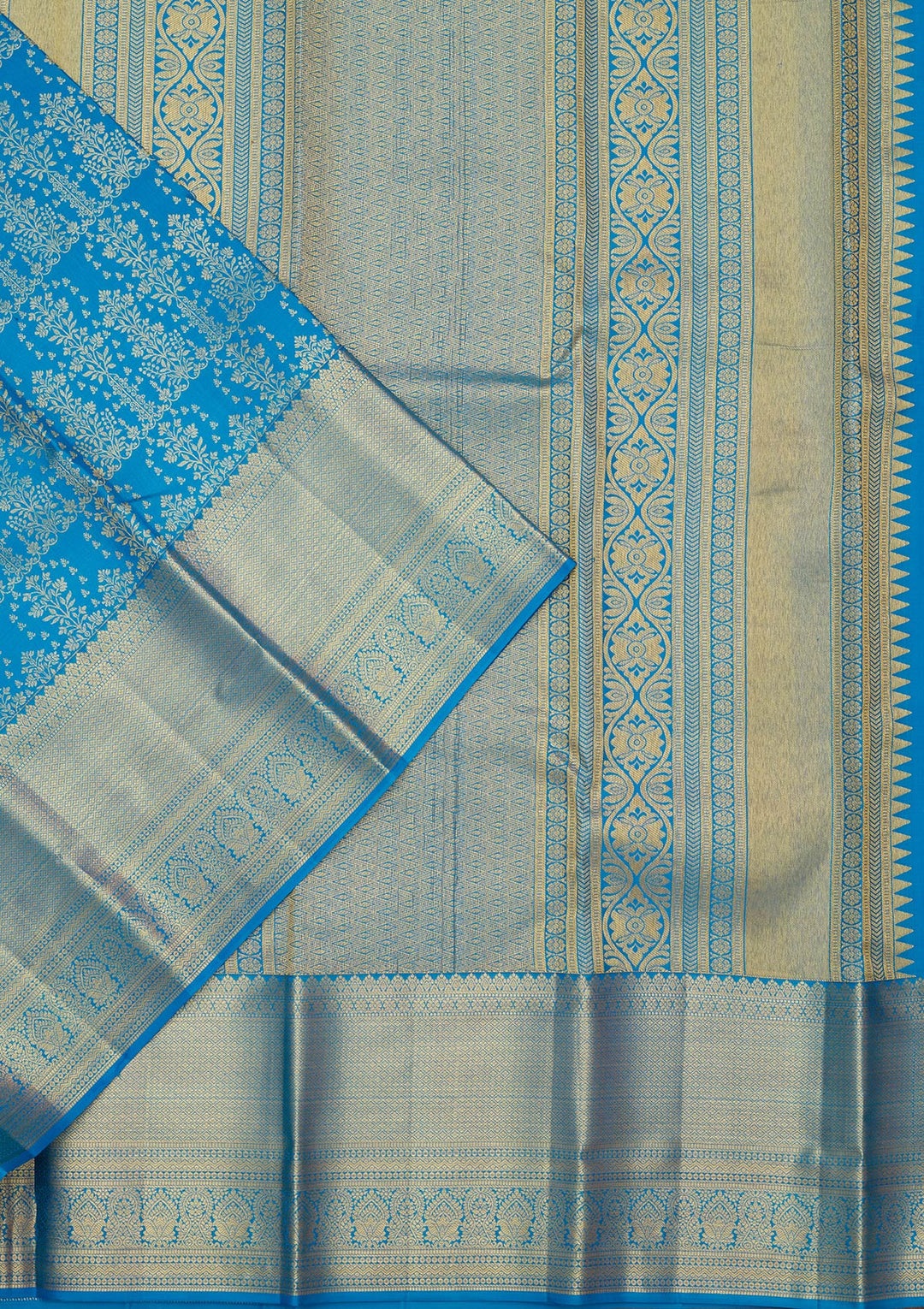 Royal Blue Silk Jaal Zariwork Saree With Matching Blouse Piece