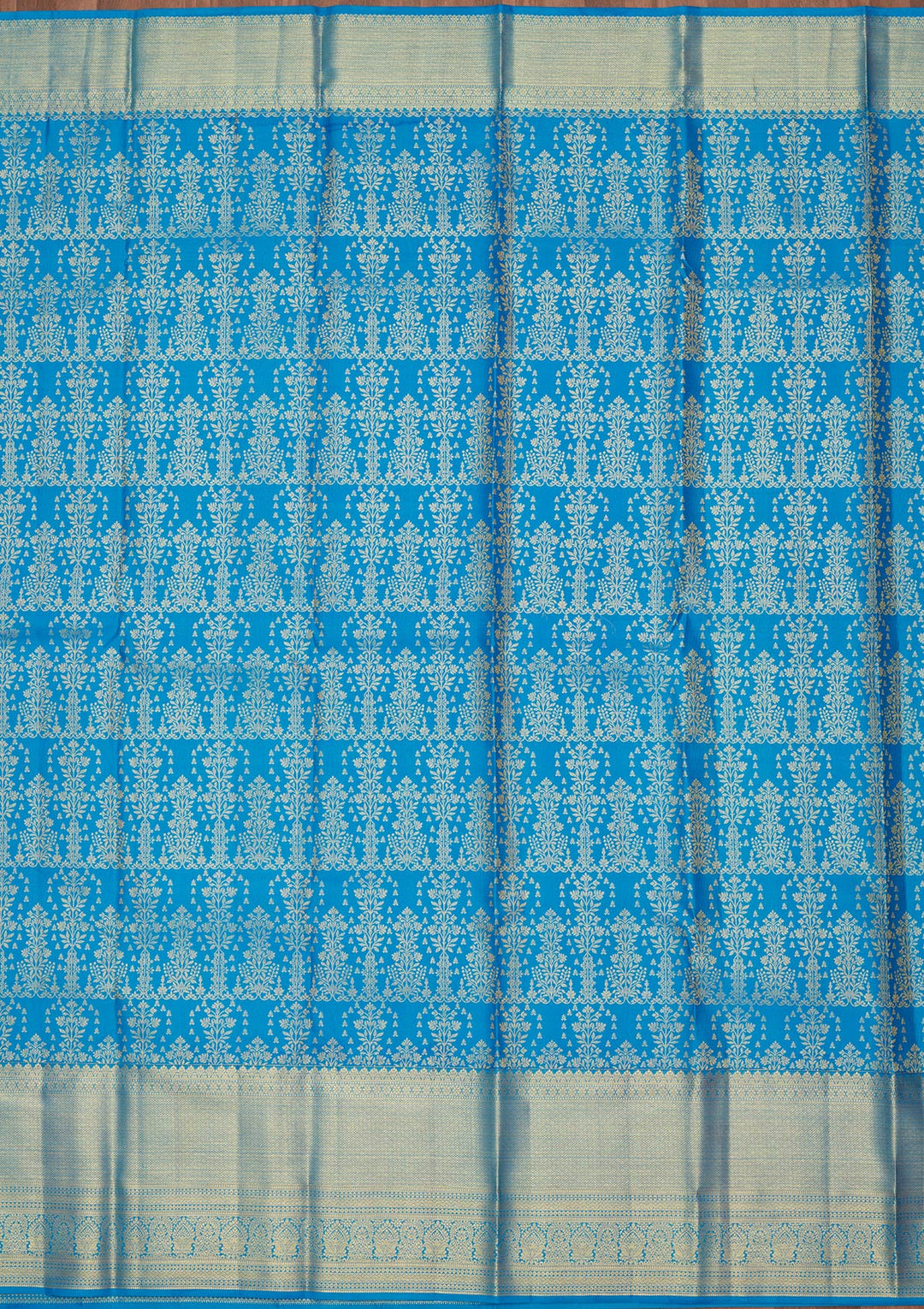 Royal Blue Silk Jaal Zariwork Saree With Matching Blouse Piece