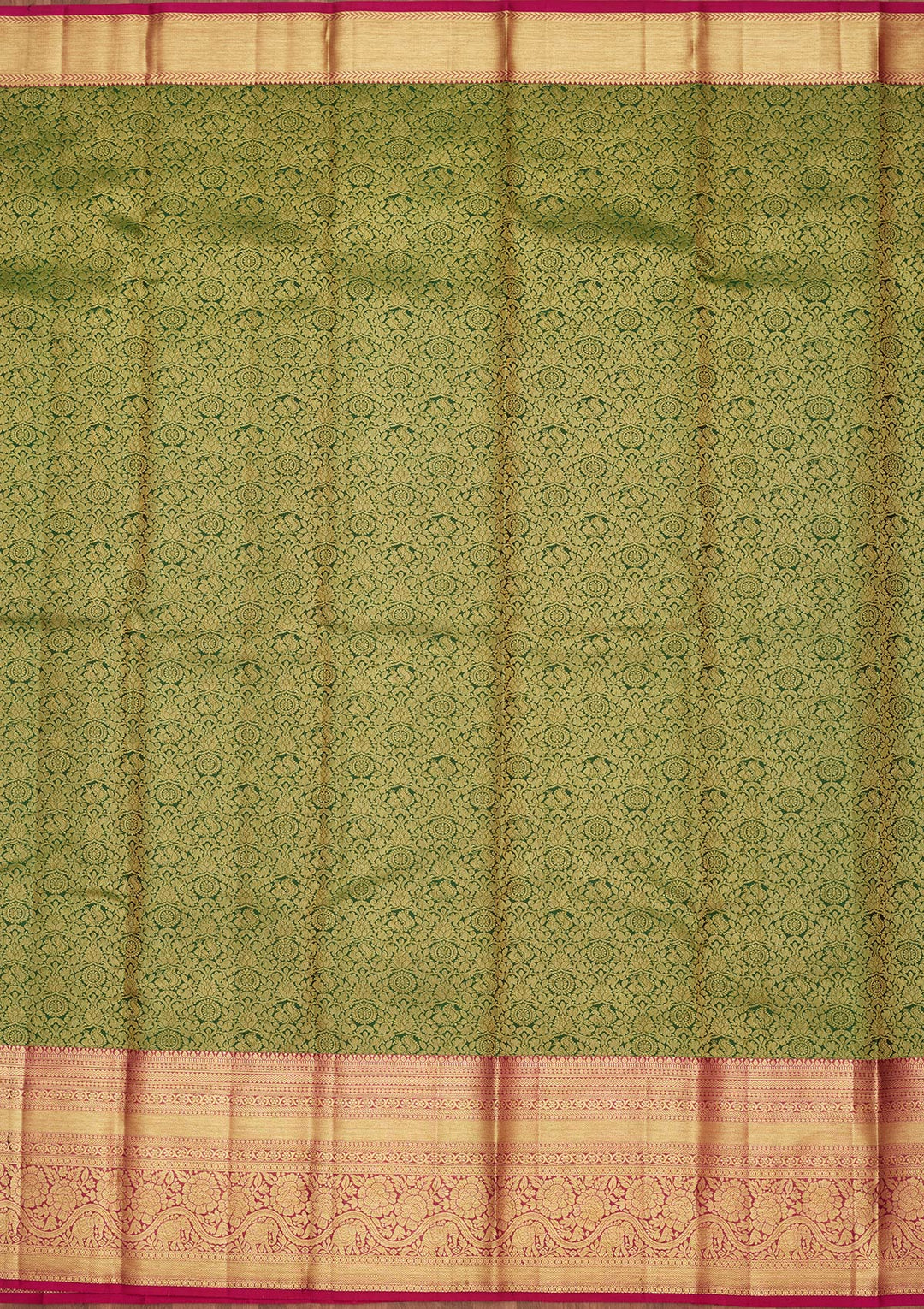 Bottle Green Silk Jaal Zariwork Saree With Matching Blouse Piece