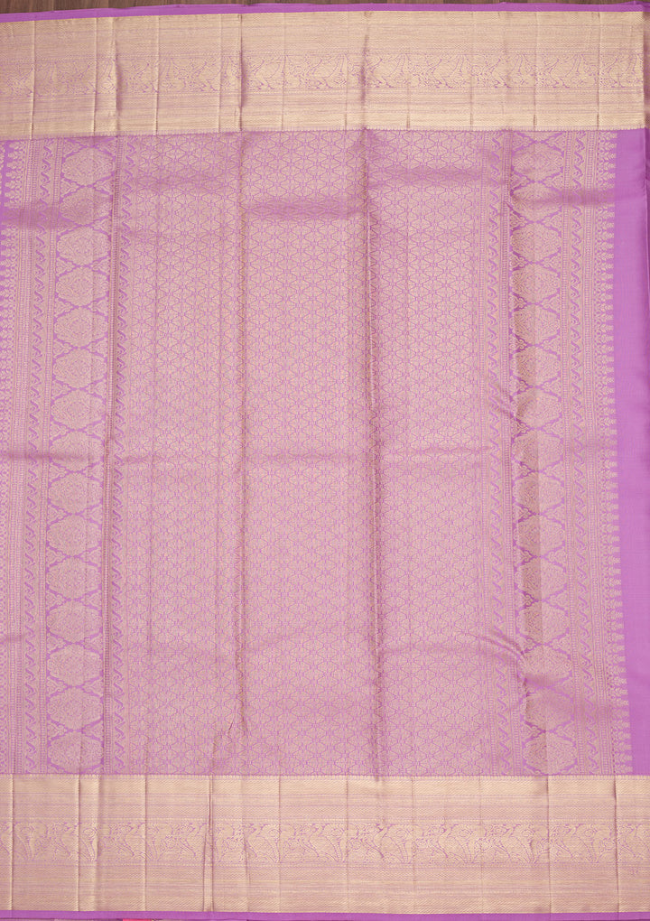 Lavender Silk Jaal Saree With Matching Blouse Piece