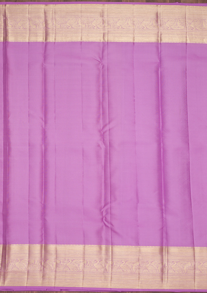 Lavender Silk Jaal Saree With Matching Blouse Piece