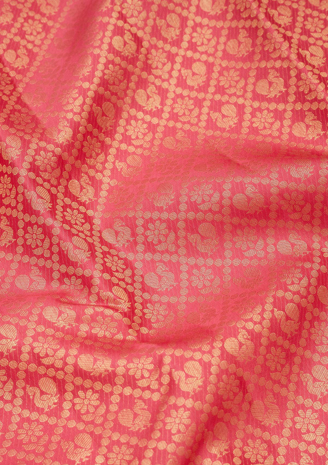 Rani Pink Silk Jaal Zariwork Saree With Matching Blouse Piece