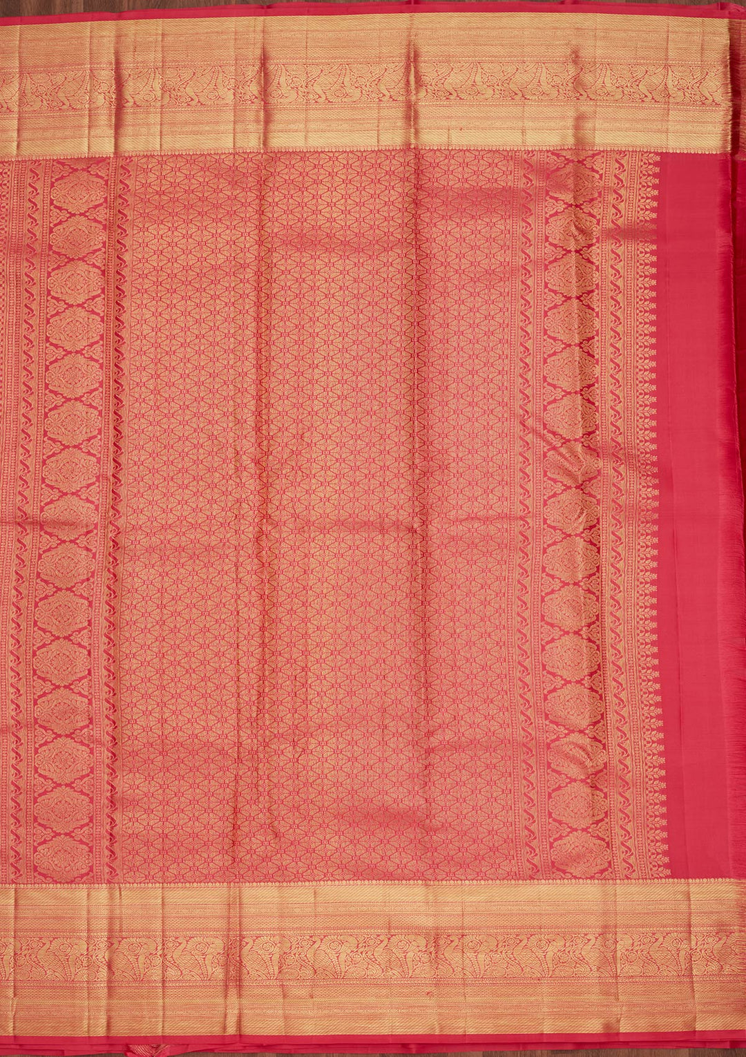 Rani Pink Silk Jaal Zariwork Saree With Matching Blouse Piece