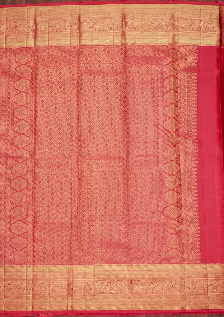 Rani Pink Silk Jaal Zariwork Saree With Matching Blouse Piece
