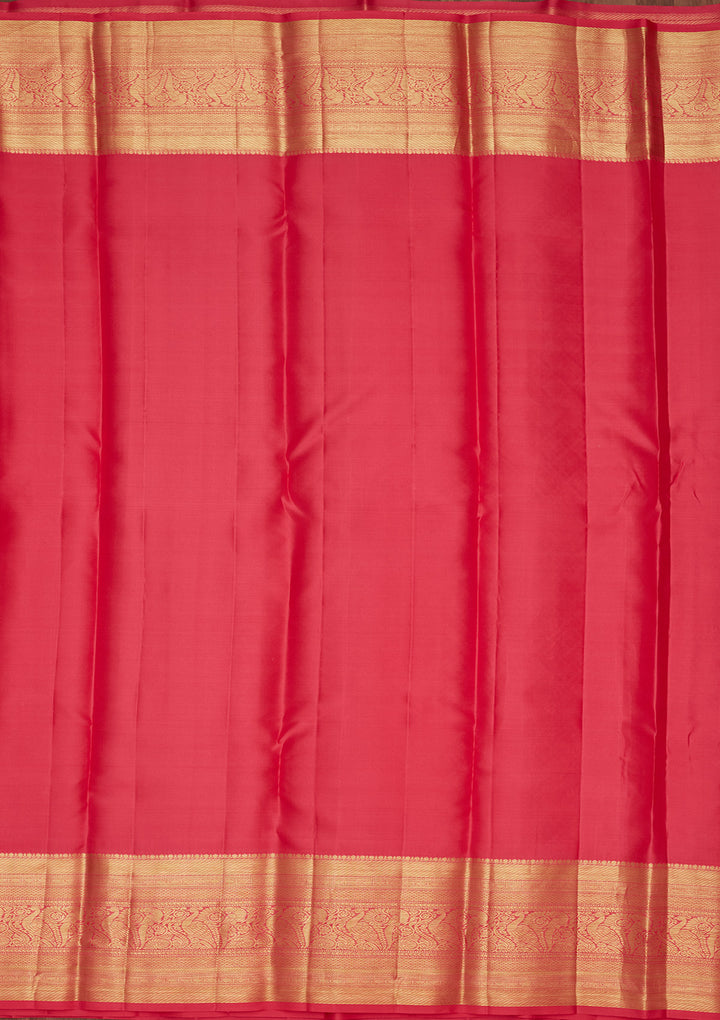 Rani Pink Silk Jaal Zariwork Saree With Matching Blouse Piece