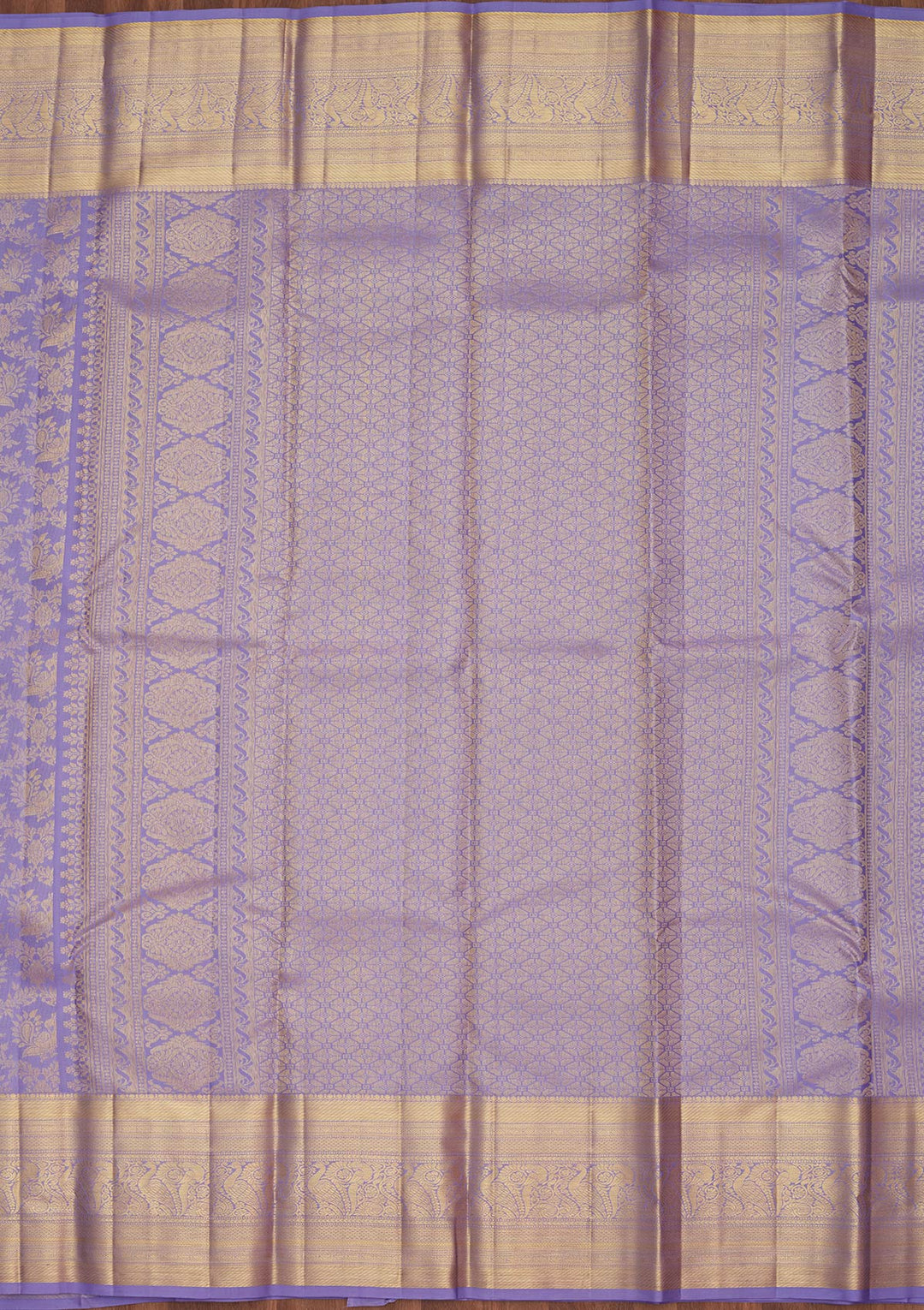 Lavender Silk Jaal Saree With Matching Blouse Piece