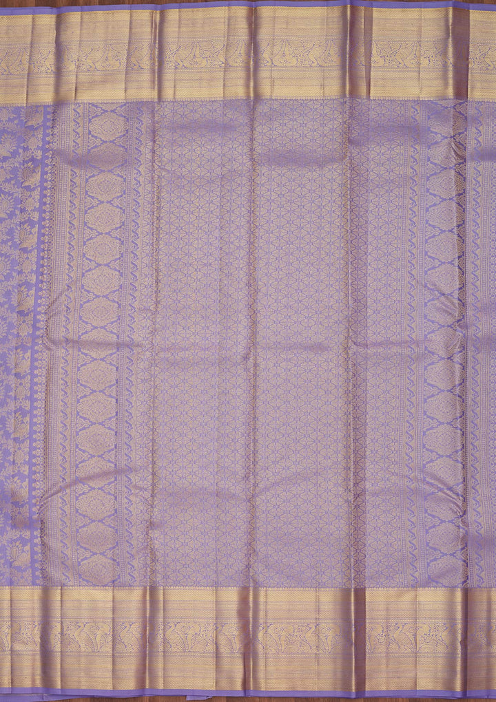 Lavender Silk Jaal Saree With Matching Blouse Piece
