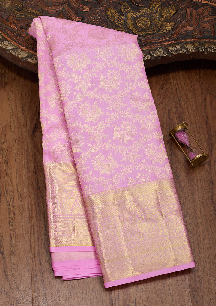 Pink Zariwork Pure Silk Saree