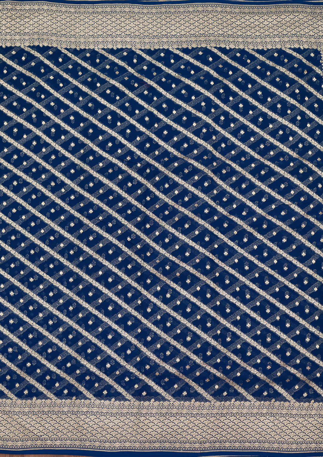 Blue Zariwork Georgette Silk_Saree