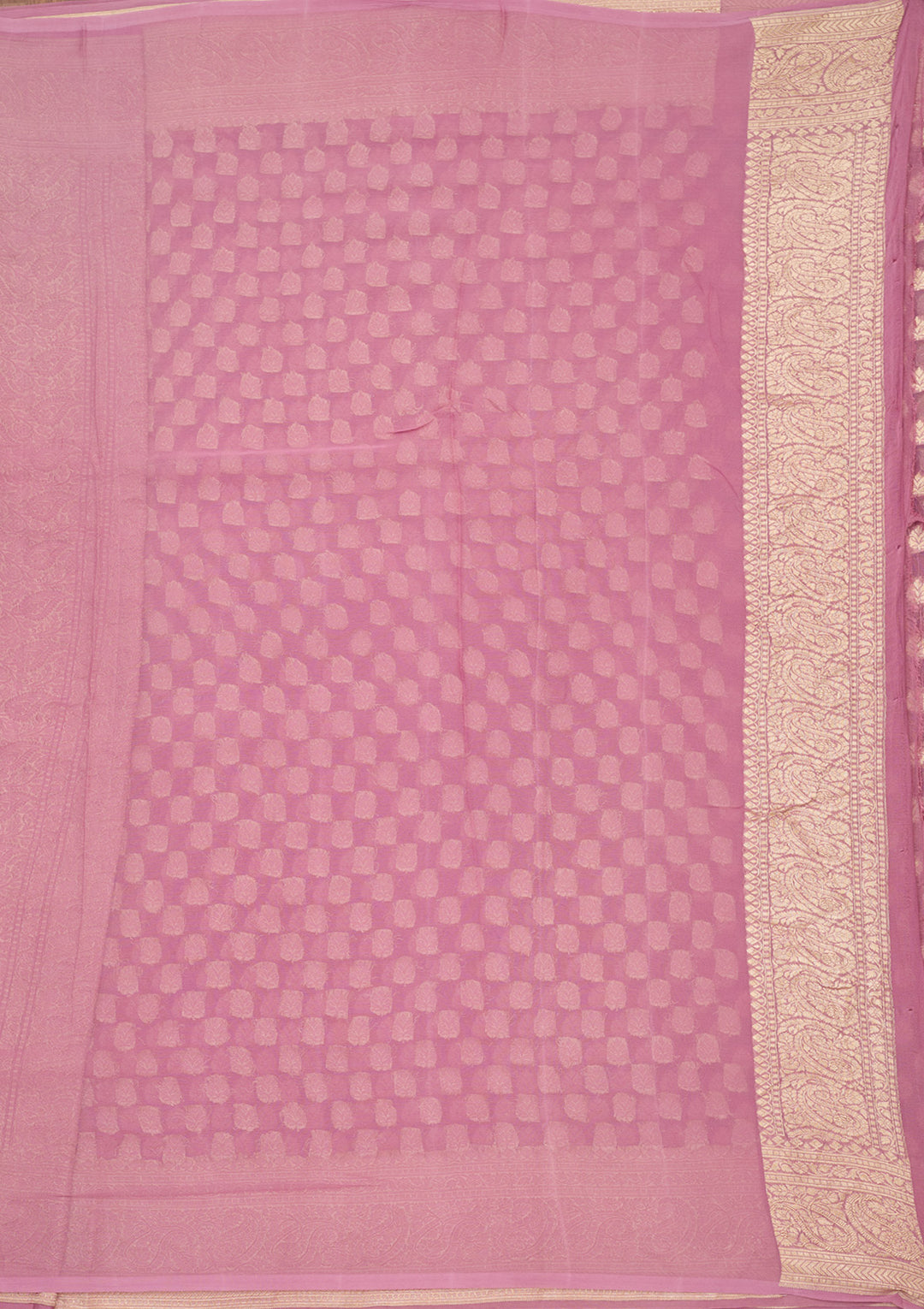 Lavender Georgette Buti Zariwork Saree With Matching Blouse Piece